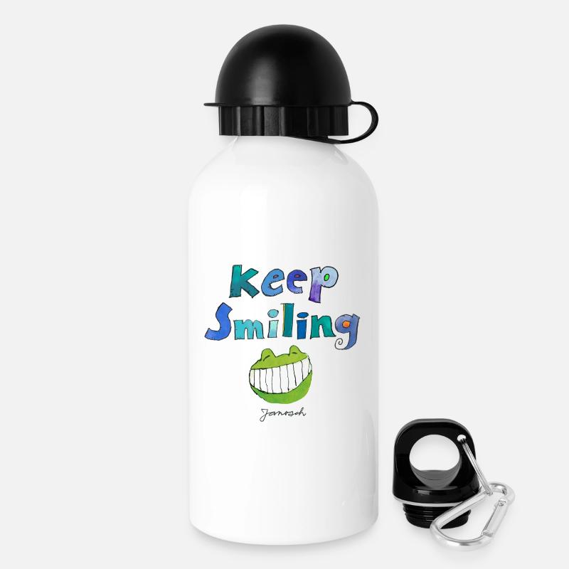 Janosch Keep Smiling Mit Günther Kastenfrosch - Trinkflasche mit Deckel 500 ml - Weiß