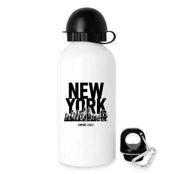 Silhouette urbaine: skyline et ponts - Gourde avec bouchon 500 ml - blanc - Droite