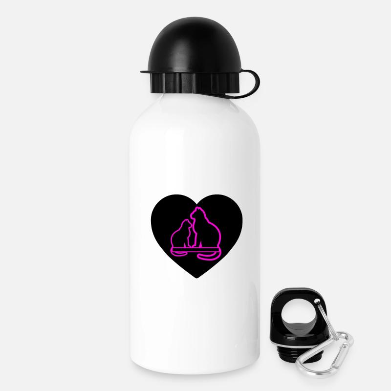 Katzen - Trinkflasche mit Deckel 500 ml - Weiß