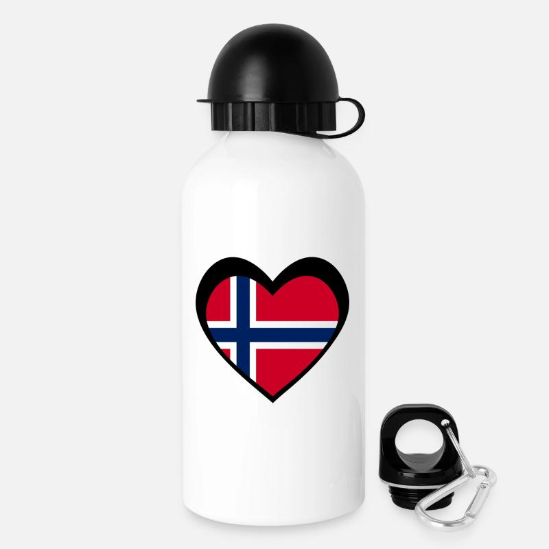 Norge Svart Hjerte – Kjærlighet til Norge - Drinks Bottle with Lid 500 ml - white