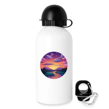 Sonnenuntergang am Flussufer - Trinkflasche mit Deckel 500 ml - Weiß - Rechts