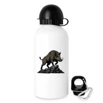 Sanglier Sauvage Boar Chasse Foret - Gourde avec bouchon 500 ml - blanc - Droite