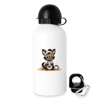 Cuddly Cooking Kitten Illustration - Drinks Bottle with Lid 500 ml - white - Right
