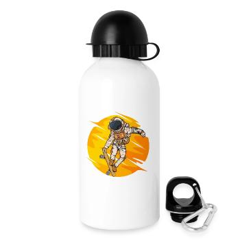 Astronaut Skateboard Sprung - Trinkflasche mit Deckel 500 ml - Weiß - Rechts