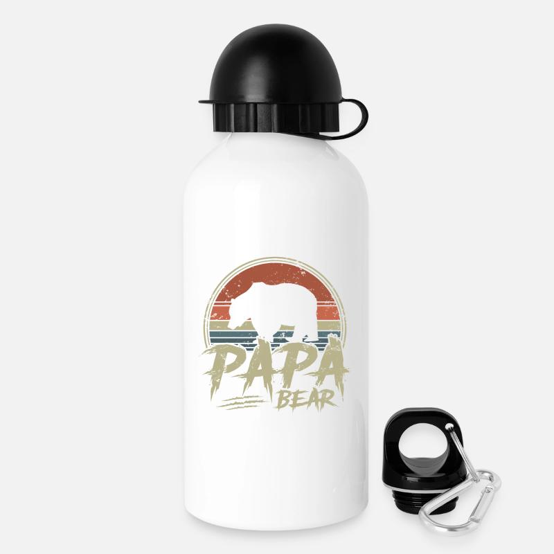 Papa Bear Retro Geschenk Vater Vatertag - Trinkflasche mit Deckel 500 ml - Weiß