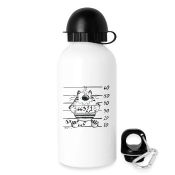 Miesekatze Katze im Knast Als Sträfling Cartoon  - Trinkflasche mit Deckel 500 ml - Weiß - Rechts