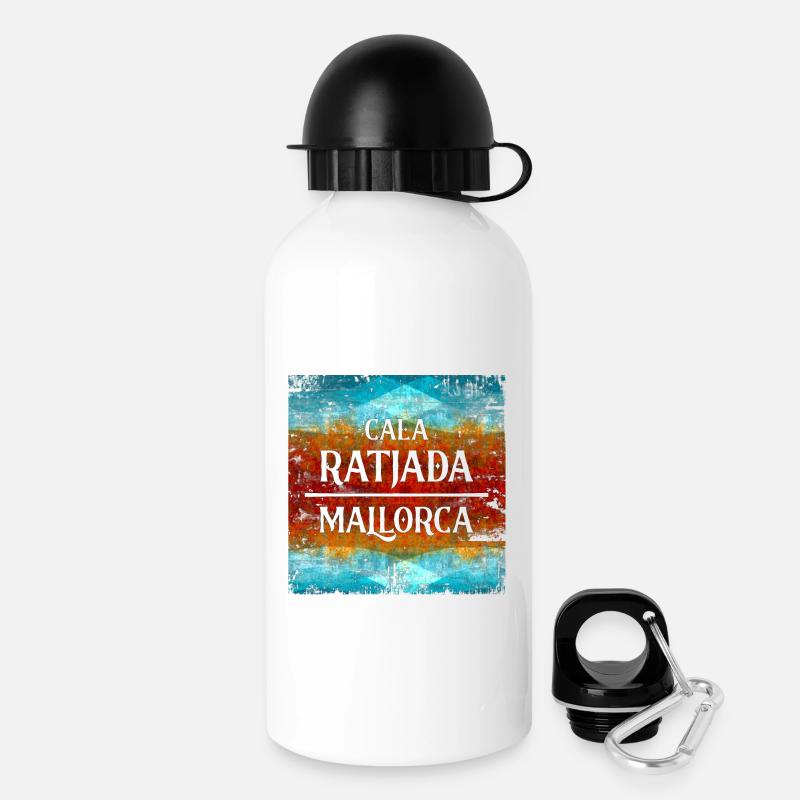 Festive Mallorca fan design - Drinks Bottle with Lid 500 ml - white