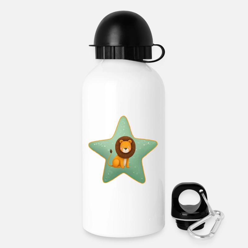 Mignon bébé lion sur étoile jungle enfant - Gourde avec bouchon 500 ml - blanc