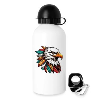 Aigle amérindien Peau rouge américaine - Gourde avec bouchon 500 ml - blanc - Droite