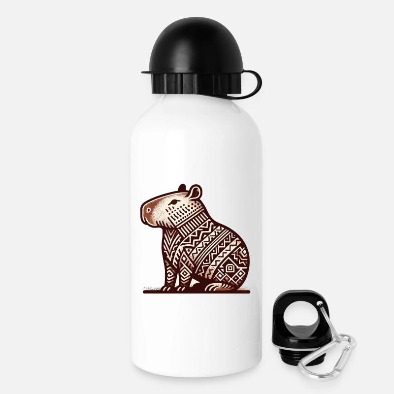 Capybara assis dans le style sud-américain - Gourde avec bouchon 500 ml - blanc