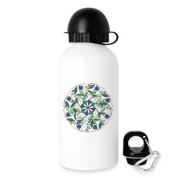 Blätter Mandala im Nachtgrün - Trinkflasche mit Deckel 500 ml - Weiß - Rechts