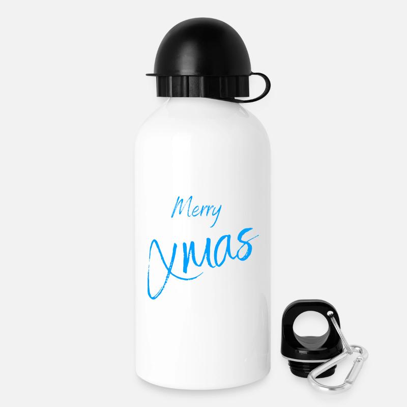Merry Xmas Script Circle - Drinks Bottle with Lid 500 ml - white