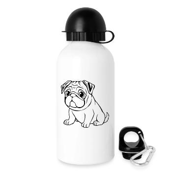 Mops weiß Hunde T-shirt Geschenk Weihnachten - Trinkflasche mit Deckel 500 ml - Weiß - Rechts