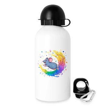 Bunte Maus im Farbwirbel - Trinkflasche mit Deckel 500 ml - Weiß - Rechts