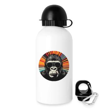 Gorilla Retro Sonnenbrille Pop Art - Trinkflasche mit Deckel 500 ml - Weiß - Rechts