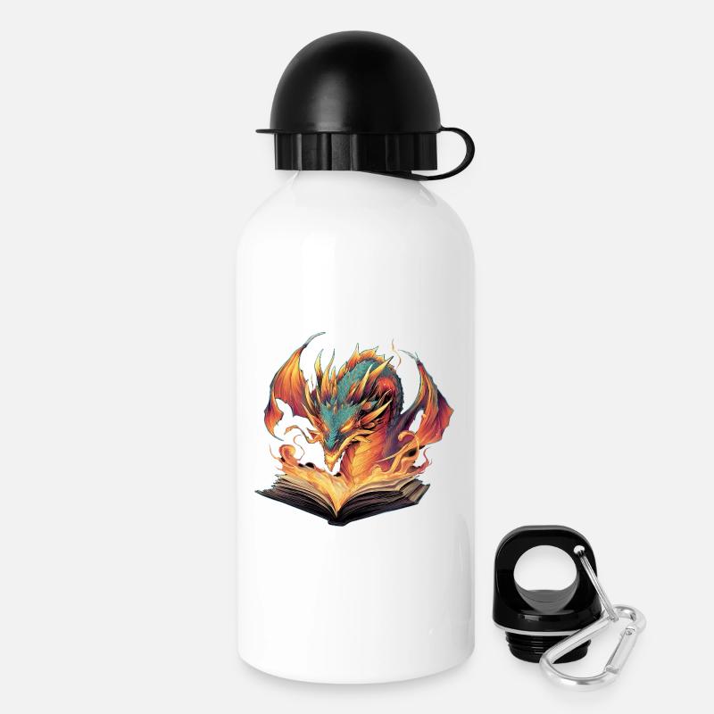 Dragon Book Transformation Fire Design - Drinks Bottle with Lid 500 ml - white