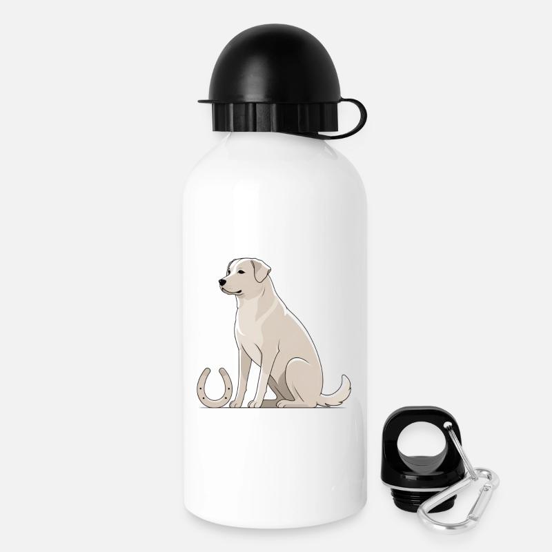 Labrador silhouette with horseshoe - Drinks Bottle with Lid 500 ml - white