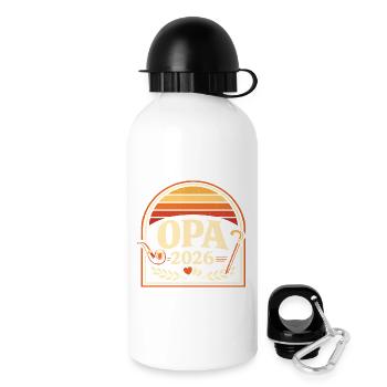 Opa 2026 | Werdender Opa - Trinkflasche mit Deckel 500 ml - Weiß - Rechts