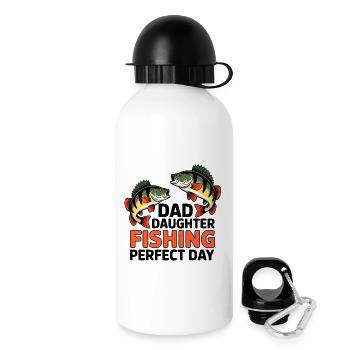 Père et fille pêchent ensemble - Gourde avec bouchon 500 ml - blanc - Droite