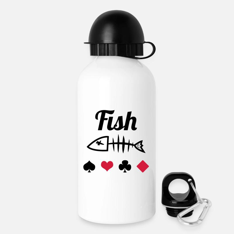 Poker : Fish - Drinks Bottle with Lid 500 ml - white