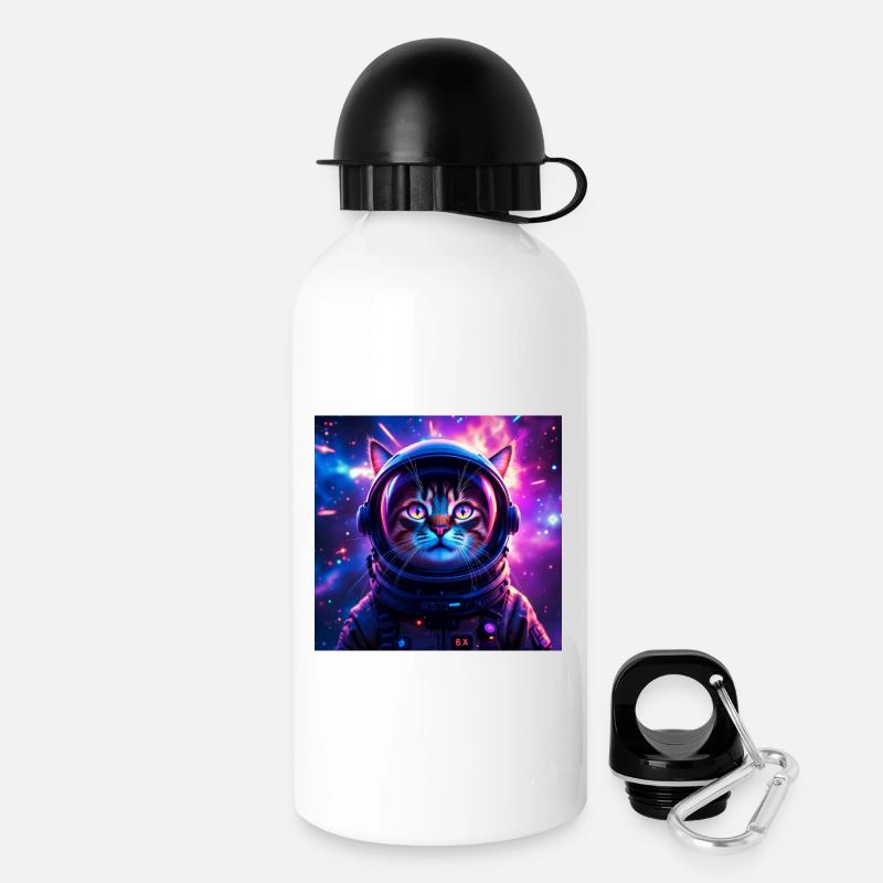 Space Cat - Drinks Bottle with Lid 500 ml - white