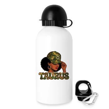 Stierkönigin – Tarn-Afro-Mädchen Tierkreiswurzeln - Trinkflasche mit Deckel 500 ml - Weiß - Rechts