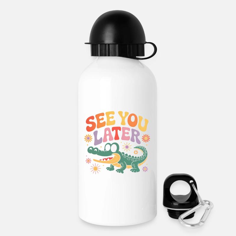 See You Later Alligator Retro Cute - Drinks Bottle with Lid 500 ml - white