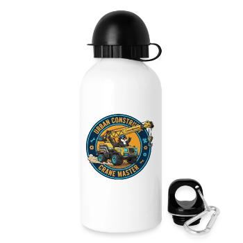 Dessin animé Opérateur de grue Penguin Ouvrier du bâtiment - Gourde avec bouchon 500 ml - blanc - Droite