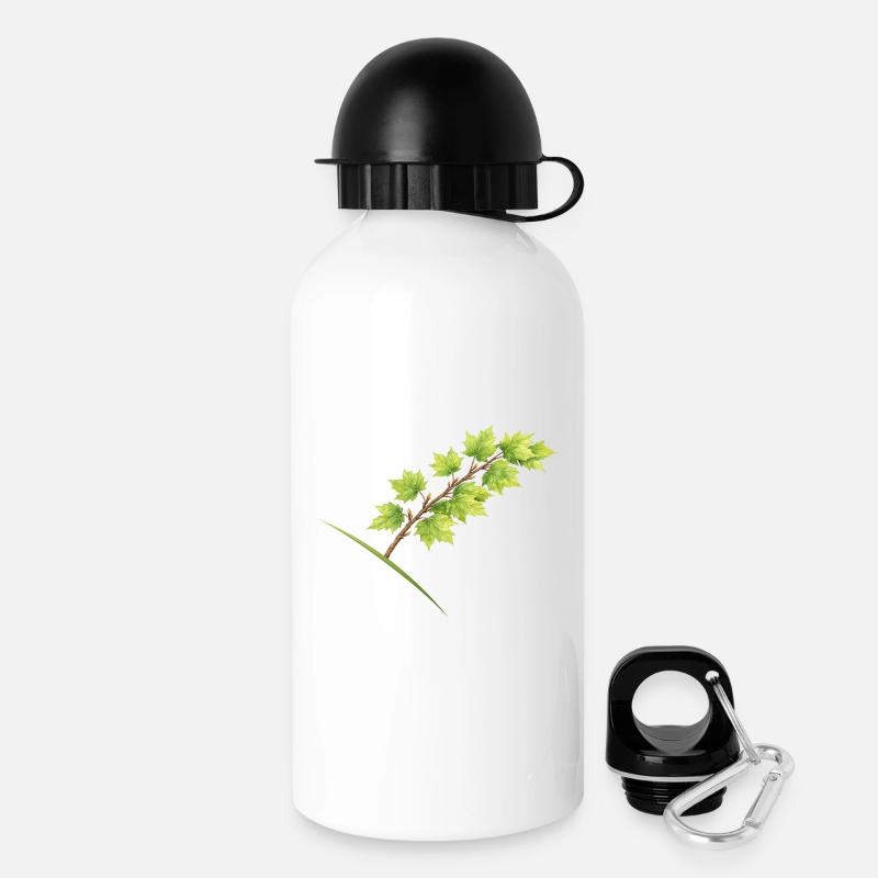 Érable à branche feuille - aquarelle - Gourde avec bouchon 500 ml - blanc