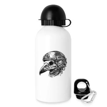 Battle Crow: Taktischer Schädel - Trinkflasche mit Deckel 500 ml - Weiß - Rechts
