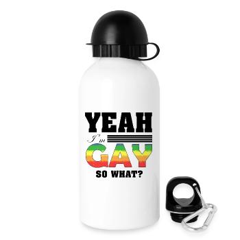 yes I'm Gay So What Funny Pride Rainbow Art - Drinks Bottle with Lid 500 ml - white - Right