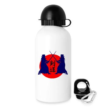 Kendo deux Kendoka en mode combat avec kend soleil rouge - Gourde avec bouchon 500 ml - blanc - Droite