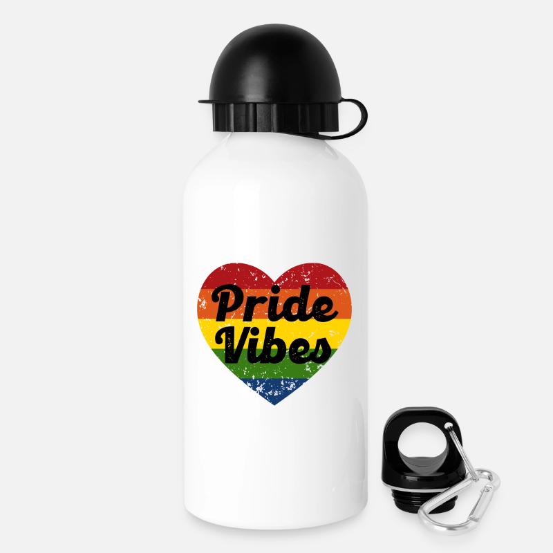 Pride Vibes Heart Design - Drinks Bottle with Lid 500 ml - white
