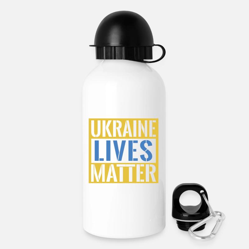 Déclaration audacieuse de Ukraine Lives Matter - Gourde avec bouchon 500 ml - blanc