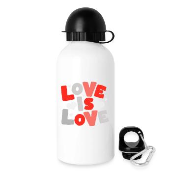 Love Is Love – Bunte Typo mit Herzen - Trinkflasche mit Deckel 500 ml - Weiß - Rechts