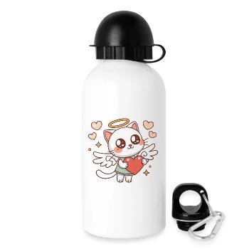 Chat Angélique Ailé et Cœur - Gourde avec bouchon 500 ml - blanc - Droite