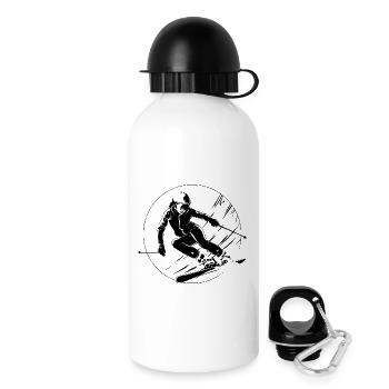 Ski Fahren Skiing Frau Silhouette - Trinkflasche mit Deckel 500 ml - Weiß - Rechts