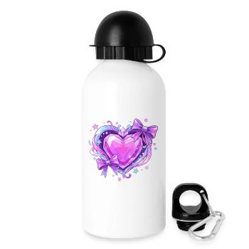 Cœur en cristal violet avec arcs - Gourde avec bouchon 500 ml - blanc - Droite