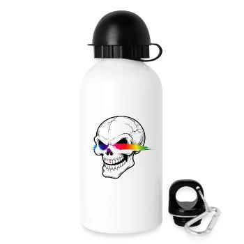 Totenkopf Neon Regenbogen Laser Augen Design   - Trinkflasche mit Deckel 500 ml - Weiß - Rechts
