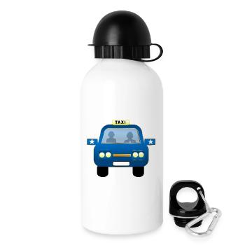 Blaues Taxi Front Karikatur - Trinkflasche mit Deckel 500 ml - Weiß - Rechts