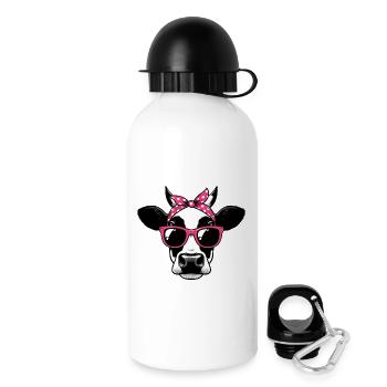 Vache avec lunettes de soleil - Gourde avec bouchon 500 ml - blanc - Droite