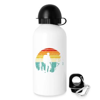 Hiker silhouette at retro bedtime - Drinks Bottle with Lid 500 ml - white - Right