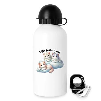 Trois chatons duveteux « On te déteste » - Gourde avec bouchon 500 ml - blanc - Droite