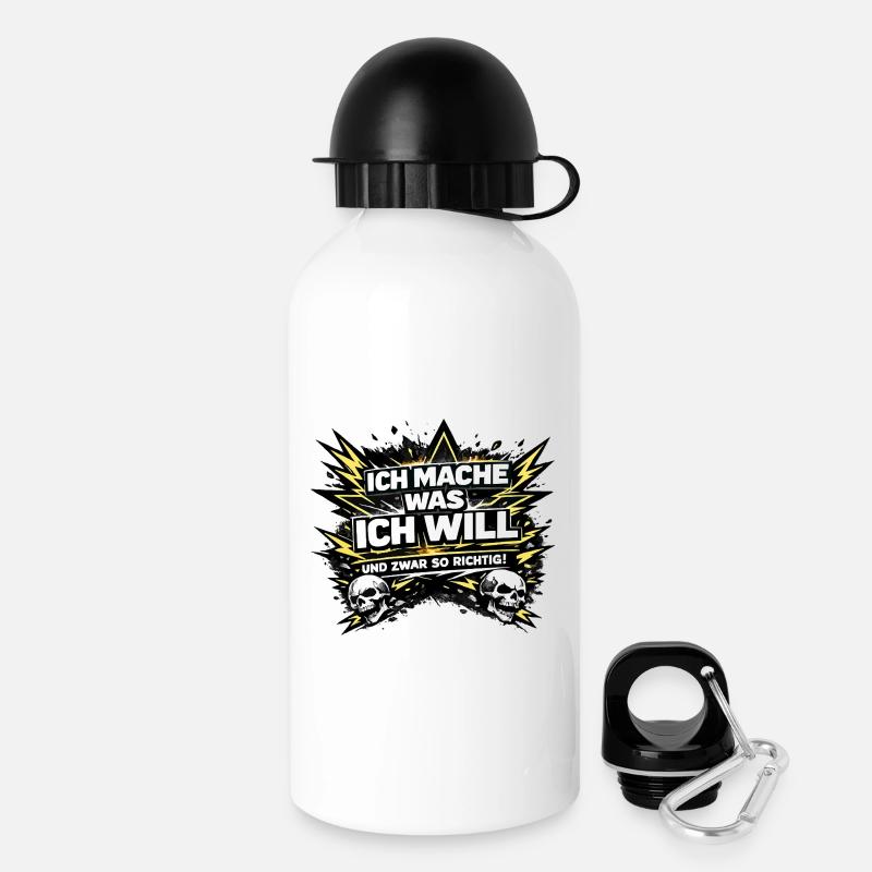 I do what I want – Skull & Blitze - Drinks Bottle with Lid 500 ml - white