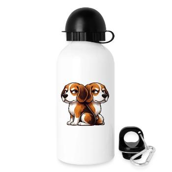 Süßer Beagle Cartoon Freunde Freundschaft Zwilling - Trinkflasche mit Deckel 500 ml - Weiß - Rechts