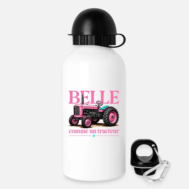 Belle comme un tracteur humour agriculture girly - Gourde avec bouchon 500 ml - blanc