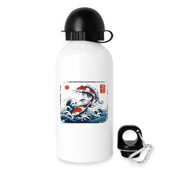 Koi Carp Cresting Waves Japanese Art Japan Fan - Drinks Bottle with Lid 500 ml - white - Right