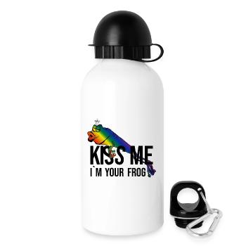 Grenouille - Princesse - Kiss -Kiss me - Gourde avec bouchon 500 ml - blanc - Droite