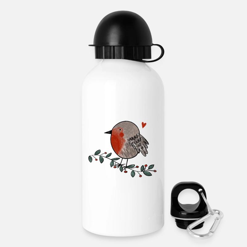 Robin Love - Drinks Bottle with Lid 500 ml - white