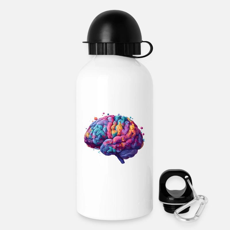 Un cerveau coloré de neurodiversité dans Colored Kun - Gourde avec bouchon 500 ml - blanc